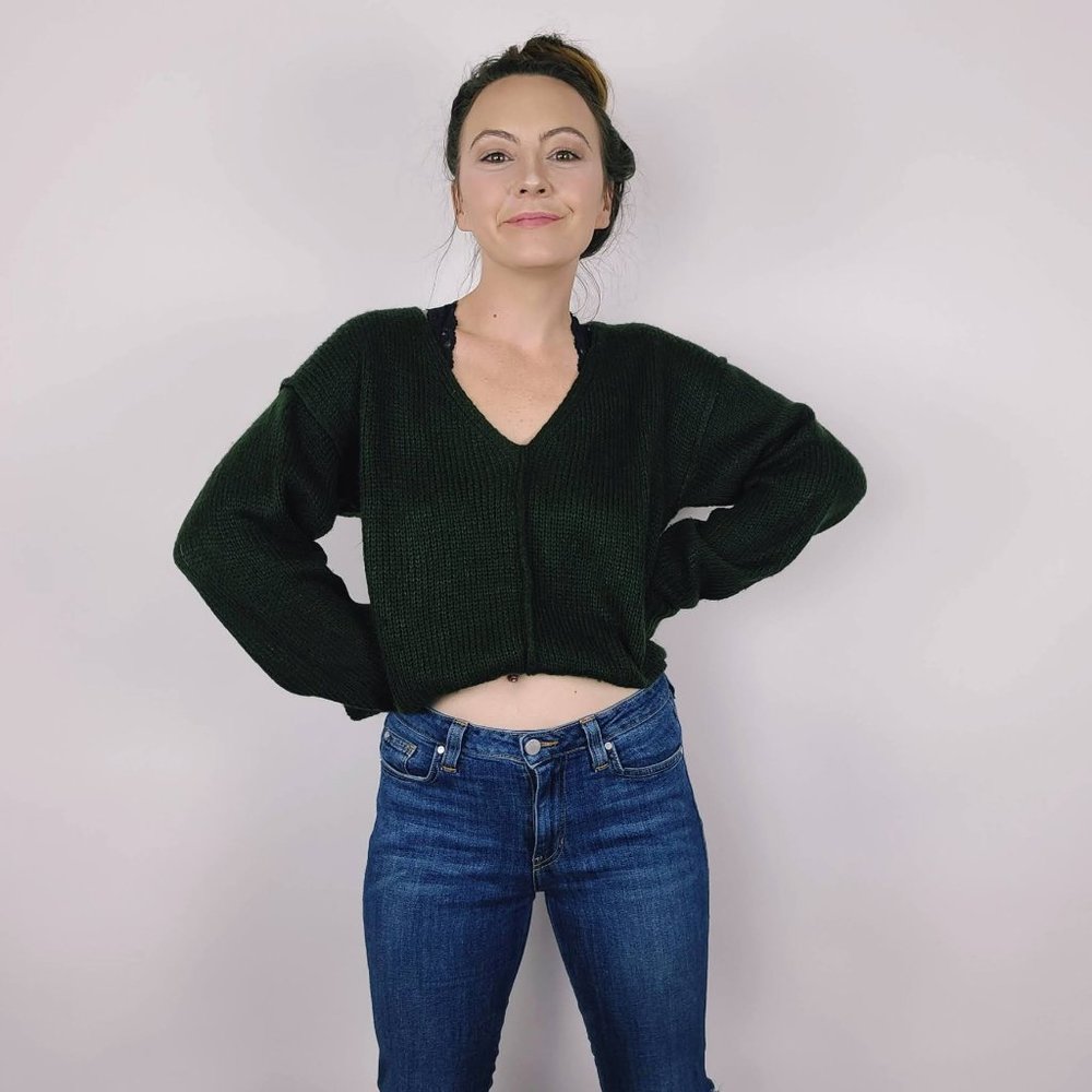 Olive Forrest Green Knit Sweater Sienna Sky